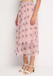 Różowa Plisowana Tiulowa Spódnica z Gumką w Pasie i Aplikacjami Serduszkami Missalica. Czerwone spódniczki damskie Born2be, l, z aplikacjami, z materiału, eleganckie, midi, dopasowane. Za 54.99 zł.