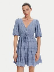 Pepe Jeans Sukienka letnia Day PL953694 Błękitny Regular Fit. Niebieskie sukienki damskie Pepe Jeans, na lato, l, bez wzorów, z bawełny, bez kołnierzyka, bez ramiączek. Za 349.99 zł.