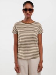 Koszulka damska w paski khaki Zenaida 303. Zielone t-shirty damskie Big Star, l, bez wzorów, z dzianiny, bez kołnierzyka. W wyprzedaży za 59.99 zł.