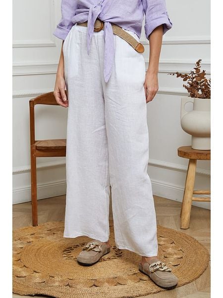Joséfine Lniane spodnie w kolorze białym rozmiar: XXL. Białe spodnie materiałowe damskie Joséfine, bez wzorów, ze lnu. Za 130.81 zł.