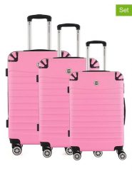 Geographical Norway 3-częściowy zestaw "Shock" w kolorze jasnoróżowym rozmiar: onesize. Różowe walizki Geographical Norway, bez wzorów, z materiału. Za 347.99 zł.