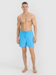 4F Spodenki plażowe męskie - niebieskie M. Niebieskie szorty męskie 4f, na lato, bez wzorów, z materiału, wakacyjne. Za 79.99 zł.