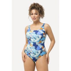 Damskie Kostium kąpielowy z nadrukiem bez miękkich miseczek okrągły dekolt. Niebieskie stroje jednoczęściowe damskie Ulla Popken, plus size, bez wzorów, plus size. W wyprzedaży za 169.99 zł.