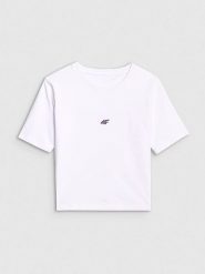 4F Koszulka w kolorze białym rozmiar: XL. Białe bluzki damskie 4f, xl, bez wzorów, bez kołnierzyka, bez ramiączek. Za 47.94 zł.