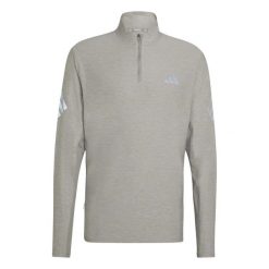 Koszulka z długim rękawem i zamkiem błyskawicznym 1/4 adidas Iconic Adi365. Szare t-shirty sportowe męskie Adidas, l, z materiału, bez ramiączek, do biegania. Za 218.00 zł.