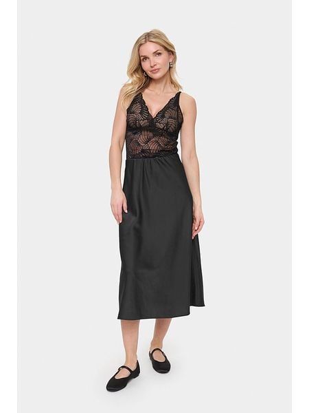 SAINT TROPEZ Bluzka "Daisy" w kolorze czarnym rozmiar: L. Czarne bluzki damskie Saint Tropez, l, bez wzorów, z koronki, bez kołnierzyka, bez ramiączek. Za 84.21 zł.