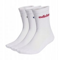 Skarpety unisex adidas Linear Crew Cushioned Socks 3 Pairs. Białe skarpetki damskie Adidas, bez wzorów, z bawełny. Za 43.99 zł.