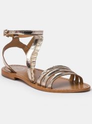 Les BAGATELLES Skórzane sandały "Carroll" w kolorze złotym rozmiar: 37. Żółte sandały damskie Les BAGATELLES, bez wzorów, ze skóry, bez obcasa. Za 109.00 zł.