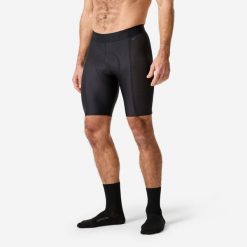 Spodenki pod szorty na rower MTB męskie Rockrider 100. Czarne szorty męskie ROCKRIDER, bez wzorów, z elastanu. Za 69.99 zł.