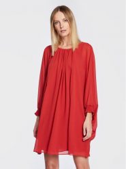 NAF NAF Sukienka koktajlowa Ktoday THNR35 Czerwony Relaxed Fit. Czerwone sukienki damskie Naf Naf, s, bez wzorów, z syntetyku, wizytowe, bez kołnierzyka, bez ramiączek. Za 349.99 zł.