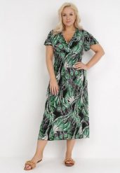 Zielona Sukienka Anastythia. Zielone sukienki damskie Born2be, na lato, l, bez wzorów, bez kołnierzyka, bez ramiączek, maxi, kopertowe. W wyprzedaży za 43.99 zł.