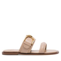 Klapki GINO ROSSI. Brązowe klapki damskie Gino Rossi, bez wzorów, bez obcasa. Za 229.99 zł.