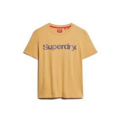 Damska koszulka z metalicznym logo Superdry Core. Żółte t-shirty damskie Superdry., xs, bez wzorów, bez kołnierzyka. Za 141.20 zł.