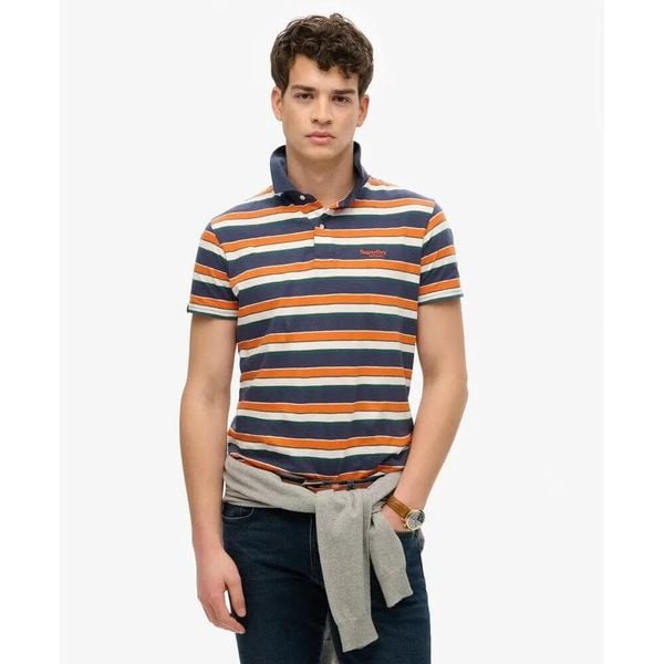 Lekka bluzka polo w paski Superdry. Niebieskie koszulki polo męskie Superdry., na lato, m, bez wzorów, bez ramiączek. Za 216.10 zł.