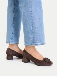 Lasocki Czółenka CEO-HY7165-1 Brązowy ciemny. Brązowe czółenka damskie Lasocki, bez wzorów, ze skóry, bez obcasa. Za 239.99 zł.