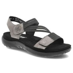 Szare Sandały Rieker Sportowe Obuwie Damskie. Szare buty sportowe na co dzień damskie Rieker, bez wzorów, bez obcasa. Za 319.00 zł.
