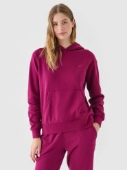 4F Bluza dresowa nierozpinana z kapturem damska - fioletowa M. Fioletowe bluzy z kapturem damskie 4f, m, z bawełny. W wyprzedaży za 99.99 zł.