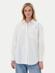 Guess Jeans Koszula W4YH22 WGCF1 Biały Relaxed Fit. Białe koszule damskie Guess Jeans, s, z aplikacjami, z bawełny, bez kołnierzyka, bez ramiączek. Za 209.99 zł.