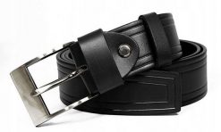 Pasek skórzany Rovicky [D] PRS-05-BGE czarny. Czarne paski męskie ROVICKY, z aplikacjami, ze skóry, klasyczne. Za 48.99 zł.