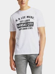 LEE SS KANSAS CITY TEE MĘSKI T-SHIRT KOSZULKA LOGO WHITE L60TFE12 112113532. Białe t-shirty męskie Lee, l, bez wzorów, bez kołnierzyka. Za 69.99 zł.