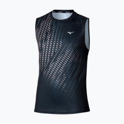 Koszulka do biegania męska Mizuno Core Graphic Sleeveless. Czarne t-shirty sportowe męskie Mizuno, m, z materiału, bez ramiączek, do biegania. Za 149.99 zł.