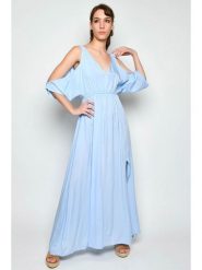 H.H.G. Sukienka w kolorze błękitnym rozmiar: M. Niebieskie sukienki damskie H.H.G., m, bez wzorów, z wiskozy, bez kołnierzyka, bez ramiączek, maxi. Za 83.42 zł.