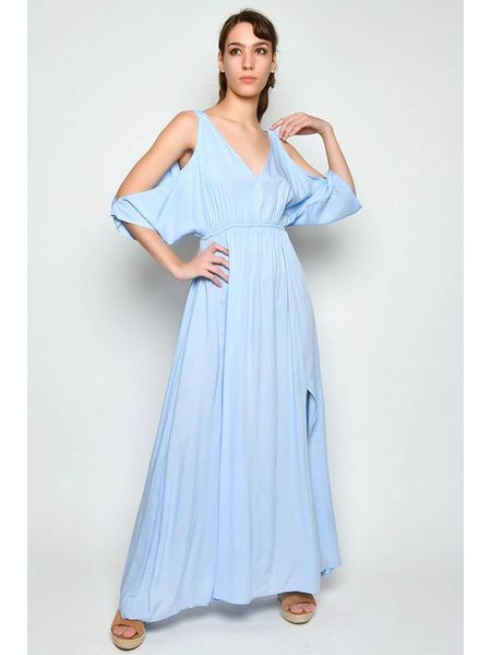 H.H.G. Sukienka w kolorze błękitnym rozmiar: M. Niebieskie sukienki damskie H.H.G., m, bez wzorów, z wiskozy, bez kołnierzyka, bez ramiączek, maxi. Za 83.42 zł.