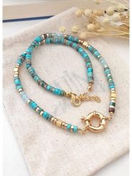 Atelier MIU Pozłacany naszyjnik z turkusami - dł. 45 cm rozmiar: onesize. Niebieskie naszyjniki damskie atelier MIU, pozłacane. Za 87.45 zł.