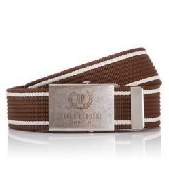 Pasek parciany PAOLO PERUZZI PW-01-105 CM brązowy. Brązowe paski męskie Paolo Peruzzi, bez wzorów, z materiału. Za 34.99 zł.