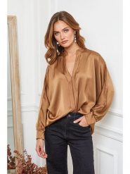 Joséfine Bluzka "Patrick" w kolorze karmelowym rozmiar: M. Brązowe bluzki damskie Joséfine, m, bez wzorów, bez kołnierzyka, bez ramiączek. Za 96.14 zł.