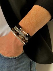 Uomo Srebrna bransoletka rozmiar: onesize. Szare biżuteria dla mężczyzn Uomo, srebrne. Za 182.29 zł.