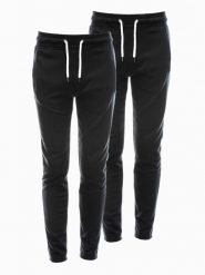 Zestaw spodni męskich dresowych BASIC - 2 pak czarne V5 - Rozmiar: S. Czarne spodnie dresowe męskie Ombre Clothing, z aplikacjami, z bawełny. W wyprzedaży za 82.49 zł.