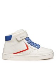 Geox Sneakersy J Eclyper J56LSA 0BC11 C1Z7S D Biały. Białe buty sportowe chłopięce Geox, ze skóry, bez zapięcia. Za 169.99 zł.