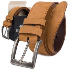 Pasek Męski Skórzany Zamszowy Skóra Naturalna Camel Beltimore W47 : Kolory - Brązowy, Beżowy, Rozmiar Pasków - R.115-130 Cm. Brązowe paski męskie bez wzorów, z jeansu, klasyczne. Za 59.99 zł.