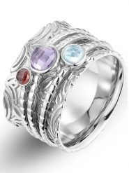 Eclat d'Argent Srebrny pierścionek z kamieniami szlachetnymi rozmiar: 54. Szare pierścionki damskie Eclat d'Argent, z ametystem, srebrne. Za 260.99 zł.