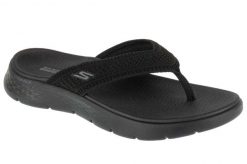 Japonki damskie, Go Walk Flex Sandal - Holly. Czarne klapki damskie Skechers, bez wzorów, z materiału, bez obcasa. Za 189.99 zł.