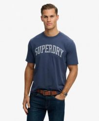 Superdry Koszulka Athletic Essentials z organicznej bawełny – Loose Fit. Niebieskie t-shirty damskie Superdry., xl, bez wzorów, z bawełny, bez ramiączek. Za 162.75 zł.
