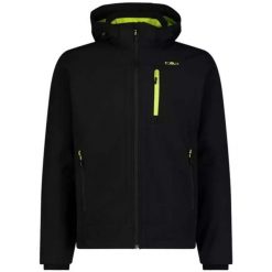 Kurtka męska turystyczna CMP 3A01787N. Czarne kurtki męskie CMP, l, bez wzorów, z softshellu, sportowe, z kapturem. Za 319.99 zł.
