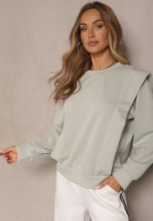 Jasnozielona Bluza z Wiskozą z Szerokimi Ramionami Alioris. Zielone bluzy bez kaptura damskie Renee, z jeansu. Za 69.99 zł.
