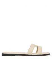 Tommy Hilfiger Klapki FW0FW08671 Écru. Klapki damskie Tommy Hilfiger, bez wzorów, ze skóry, bez obcasa. Za 449.99 zł.