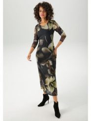 Aniston Sukienka w kolorze czarno-zielonym rozmiar: 38. Czarne sukienki damskie Aniston, na co dzień, bez wzorów, bez kołnierzyka, bez ramiączek, maxi, proste. Za 95.99 zł.