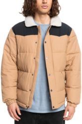 Kurtka zimowa męska Quiksilver Colourblock Puffer Jacket. Brązowe kurtki męskie Quiksilver, na zimę, l, bez wzorów, z bawełny, klasyczne, bez kaptura. Za 269.49 zł.