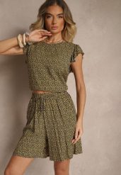 Czarno-Żółty Komplet z Bawełny Zdobiony Etnicznym Printem T-shirt i Szorty Sarilena. Żółte szorty damskie Renee, z aplikacjami, z bawełny, klasyczne. Za 44.99 zł.