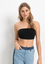 Top opaska (2 szt.). Czarne topy damskie bonprix, bez wzorów, bez kołnierzyka. Za 52.99 zł.