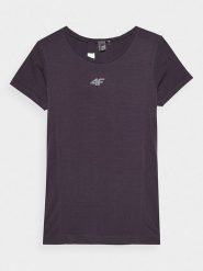 4F Koszulka w kolorze fioletowym do biegania rozmiar: XS/S. Różowe bluzki sportowe damskie 4f, s, bez wzorów, z materiału, bez ramiączek. Za 32.90 zł.