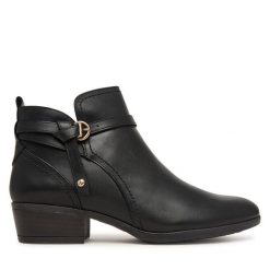 Botki Pikolinos. Czarne botki damskie Pikolinos, bez obcasa, na słupku, bez zapięcia. Za 759.99 zł.