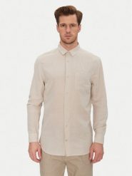 Calvin Klein Koszula K10K114488 Beżowy Regular Fit. Brązowe koszule męskie CALVIN KLEIN, m, bez wzorów, ze lnu, bez kołnierzyka, bez ramiączek. Za 249.99 zł.