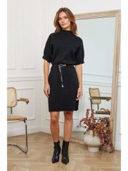 Joséfine Sukienka dzianinowa "Beka" w kolorze czarnym rozmiar: M. Czarne sukienki damskie Joséfine, na co dzień, m, bez wzorów, z dzianiny, bez kołnierzyka, bez ramiączek, midi, proste. Za 213.18 zł.