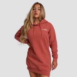 Bluza damska fitness z kapturem długa cynamonowa Limitless Longline. Brązowe bluzy sportowe damskie GYMBEAM, s, bez wzorów, z bawełny, bez ramiączek, długie, z kapturem. Za 127.90 zł.