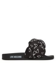 LOVE MOSCHINO Klapki JA28312G0MIW100B Czarny. Czarne klapki damskie Love Moschino, bez wzorów, z materiału, bez obcasa. Za 439.99 zł.